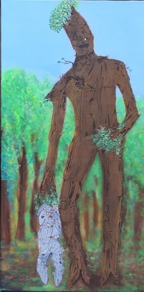 绘画 标题为“Esprit de la Terre” 由Magalie Launay, 原创艺术品, 丙烯 安装在木质担架架上