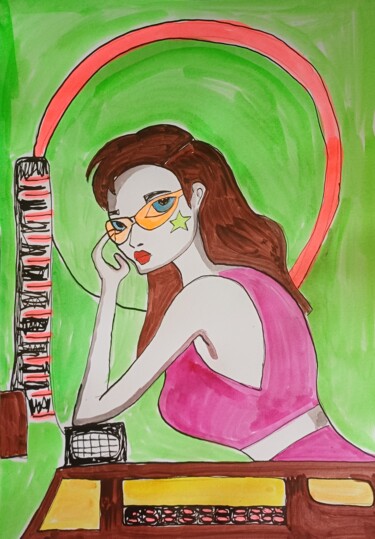 Tekening getiteld "Master" door Ashton Knighting, Origineel Kunstwerk, Inkt
