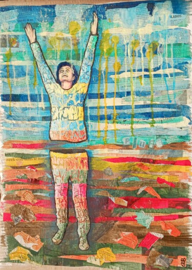 Collages intitulée "Pluie de boue" par Guy Bonnet, Œuvre d'art originale, Gouache
