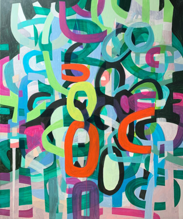 绘画 标题为“Tangled No.2” 由Joanna Pongowska, 原创艺术品, 丙烯 安装在木质担架架上