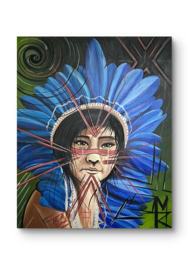 Pintura intitulada "INDIO" por Marcio Raniel, Obras de arte originais, Acrílico Montado em Armação em madeira