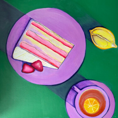 绘画 标题为“White cake with str…” 由Elena Koroleva, 原创艺术品, 丙烯
