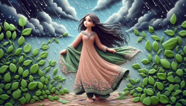 Pakistani Girl And Rain #2 "Pakistani Girl And…" başlıklı Dijital Sanat Nain Tara tarafından, Orijinal sanat, AI tarafından oluşturulan görüntü