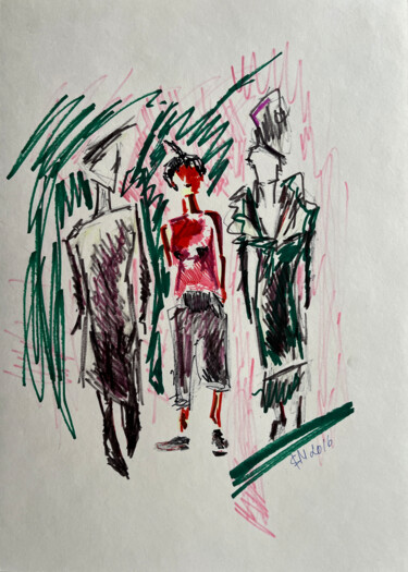 Drawing titled "1[p5 / Meeting No.…" by Leni Smoragdova, Original Artwork, Marker