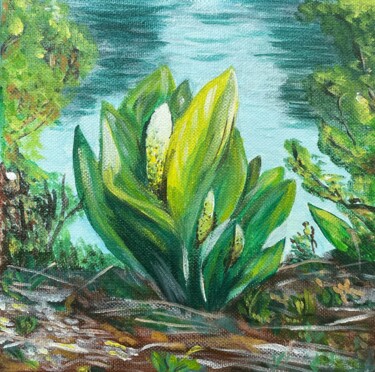 Light Through the Greenery Schilderij getiteld "Light Through the G…" door Anastasiya Utlyakova, Origineel Kunstwerk, Acryl Gemonteerd op Frame voor ho…