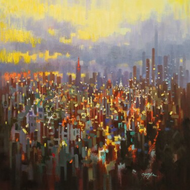 绘画 标题为“New York Toward Eve…” 由Chin H Shin, 原创艺术品, 油 安装在木质担架架上