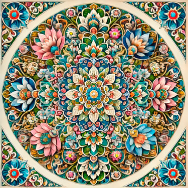 数字艺术 标题为“Floral Circle of Li…” 由Svetlana Lebedeva, 原创艺术品, AI生成的图像