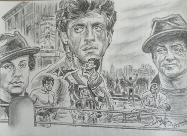 Σχέδιο με τίτλο "Dessin saga Rocky r…" από Gilles Staub (LeCrayonAgile), Αυθεντικά έργα τέχνης, Μολύβι
