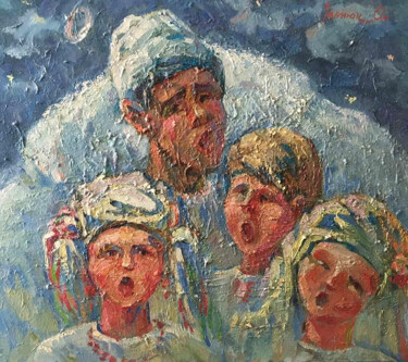 "Carolers" başlıklı Tablo Oleksiy Ivanyuk tarafından, Orijinal sanat, Petrol Ahşap Sedye çerçevesi üzerine monte edilmiş