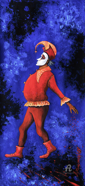 Harlequin with a Star Peinture intitulée "Harlequin with a St…" par Iryna Lupashchenko, Œuvre d'art originale, Gouache Monté sur Carton
