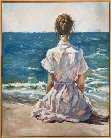 Seaside Contemplation. 제목이 "Seaside Contemplati…"인 미술작품 Vita Schagen로, 원작, 기름 나무 들것 프레임에 장착됨