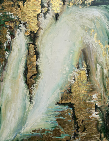 绘画 标题为“Golden Cascade” 由Hasmik Mamikonyan, 原创艺术品, 油 安装在木质担架架上