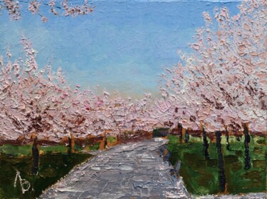 제목이 "Cherry blossom"인 미술작품 Vladimir Lebedev로, 원작, 기름 나무 들것 프레임에 장착됨
