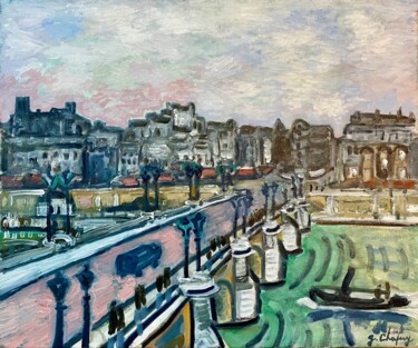 "PARIS PONT NEUF" başlıklı Tablo Guillaume Chapuy tarafından, Orijinal sanat, Petrol Ahşap Sedye çerçevesi üzerine monte edi…