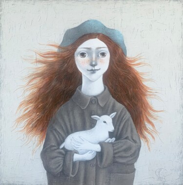 Warm Red Sun Ζωγραφική με τίτλο "Warm Red Sun" από Svetlana Rumak, Αυθεντικά έργα τέχνης, Ακρυλικό Τοποθετήθηκε στο Ξύλινο φορείο σκελετό
