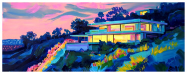 The lights of the city Painting titled "The lights of the c…" by Trayko Popov, Original Artwork, Acrylic