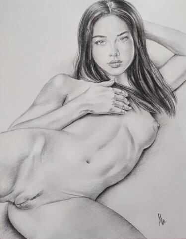 EVA Рисунок под названием "EVA" - Aleartdesignerstudio, Подлинное произведение искусства, Древесный уголь