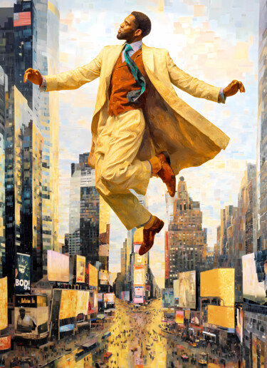Dancing in the air over New York Digital Arts με τίτλο "Dancing in the air…" από Irina Bast, Αυθεντικά έργα τέχνης, Ψηφιακή εκτύπωση Τοποθετήθηκε στο Ξύλινο…