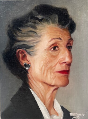 Schilderij getiteld "Harriet Walter" door Virginie Martin Blaise, Origineel Kunstwerk, Olie Gemonteerd op Karton