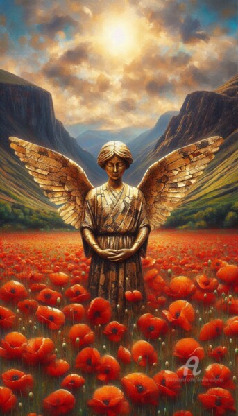Digital Arts με τίτλο "Angele Dei" από Davina Dugnas, Αυθεντικά έργα τέχνης, Ψηφιακό Κολάζ Τοποθετήθηκε στο Ξύλινο φορείο σκ…