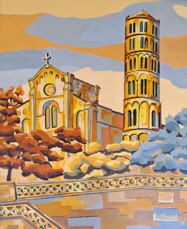 Peinture intitulée "La Tour Fenestrelle…" par Régine Méric-Augier, Œuvre d'art originale, Acrylique Monté sur Châssis en bois