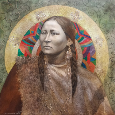 Indian Gioconda Peinture intitulée "Indian Gioconda" par Lana Korolievskaia, Œuvre d'art originale, Huile
