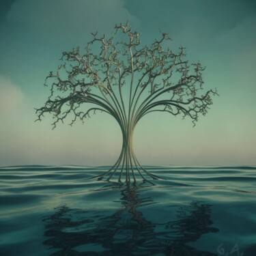 Arbre Quantique : Dualité Onde Particule – Art Digital 数字艺术 标题为“Arbre Quantique : D…” 由Gaboriau Gérald, 原创艺术品, 数字油画