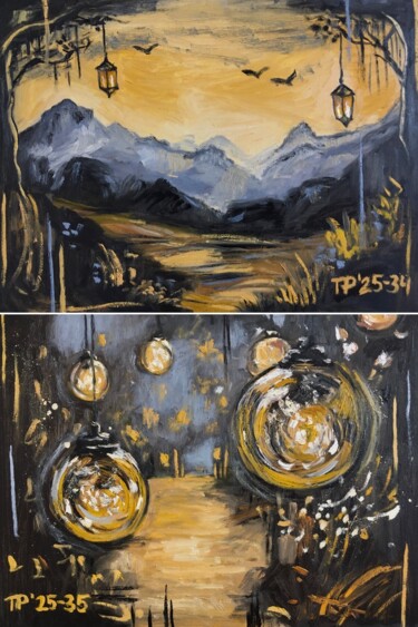绘画 标题为“Set of Landscape Ar…” 由Tatyana Pavlenko, 原创艺术品, 油 安装在其他刚性面板上
