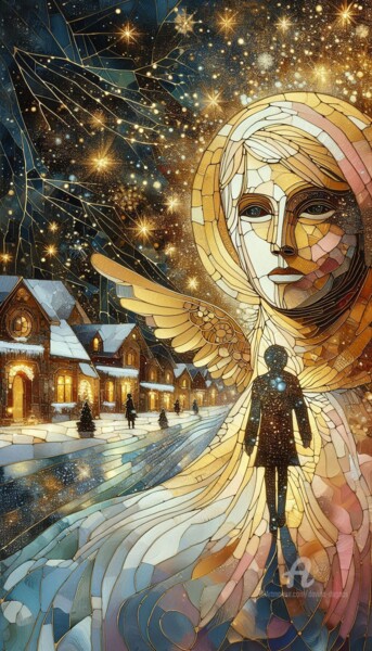 Digitale Kunst getiteld "Advent" door Davina Dugnas, Origineel Kunstwerk, Digitaal Schilderwerk Gemonteerd op Frame voor hou…