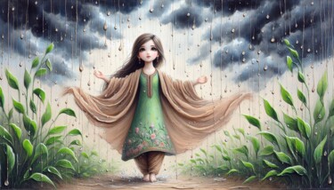 Pakistani Girl And Rain #3 제목이 "Pakistani Girl And…"인 디지털 아트 Nain Tara로, 원작, 2D 디지털 작업