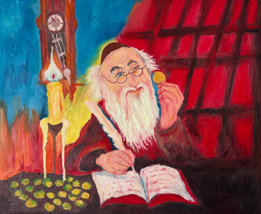「Jewish Man」というタイトルの絵画 Marina Gorbachovaによって, オリジナルのアートワーク, オイル ウッドパネルにマウント