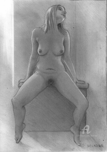 Tekening getiteld "natacha ouverte 3" door Delatour, Origineel Kunstwerk, Grafiet
