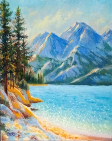"Azure Lake at the M…" başlıklı Tablo Larisa Sidorova (Alsi) tarafından, Orijinal sanat, Petrol Ahşap Sedye çerçevesi üzerin…