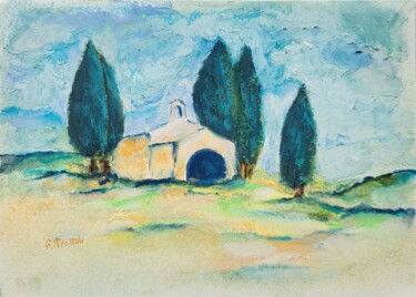 Sous les cyprès de Sainte Sixte Rysunek zatytułowany „Sous les cyprès de…” autorstwa Florence Trottoli, Oryginalna praca, Pastel