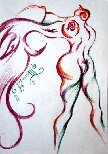 Schilderij getiteld "OrgaSm #42" door Iryna Tatur, Origineel Kunstwerk, Aquarel