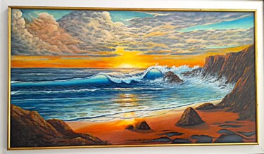 Pintura intitulada "Big Bang" por Galvão, Obras de arte originais, Pastel Montado em Armação em madeira