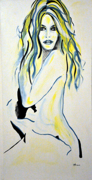 绘画 标题为“Brigitte Bardot, po…” 由Christelle Mayeur, 原创艺术品, 丙烯 安装在木质担架架上