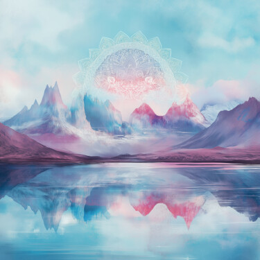 Pastel Bliss: Torres del Paine Mandala Arts numériques intitulée "Pastel Bliss: Torre…" par Anna Burger, Œuvre d'art originale, Peinture numérique