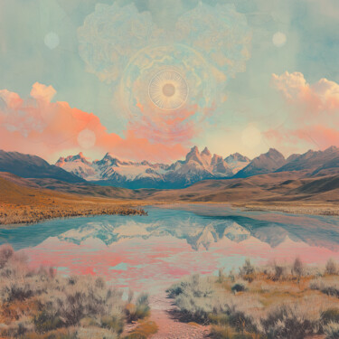 Reflections of Serenity: Los Glaciares Dreamscape Arts numériques intitulée "Reflections of Sere…" par Anna Burger, Œuvre d'art originale, Peinture numérique