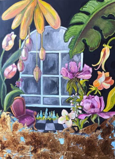 Pittura intitolato "“Bloom Beyond the G…" da Ludo, Opera d'arte originale, Olio Montato su Telaio per barella in legno