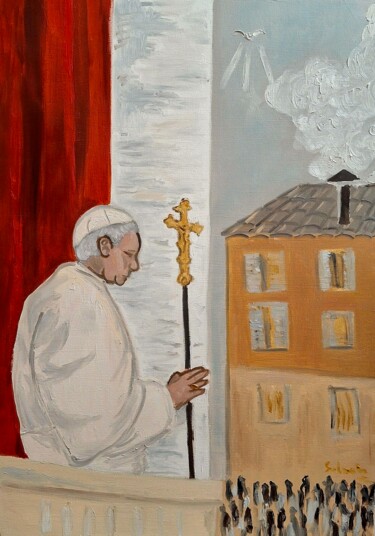 「HABEMUS PAPAM」というタイトルの絵画 Sebastian Henaoによって, オリジナルのアートワーク, オイル