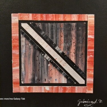 Painting titled "Abstraite 63" by Etienne Guérinaud, Original Artwork, Collages Mounted on Other rigid panel
