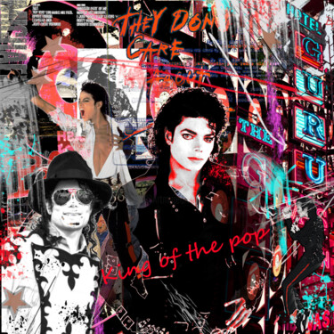 pop art célébrité 18-King of the pop Arte digitale intitolato "pop art célébrité 1…" da Yank, Opera d'arte originale, Collage digitale Montato su Telaio per bare…