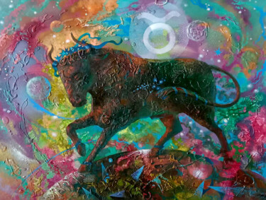 Картина под названием "Taurus" - Anatoly Tarabanov, Подлинное произведение искусства, Масло Установлен на Деревянная рама дл…