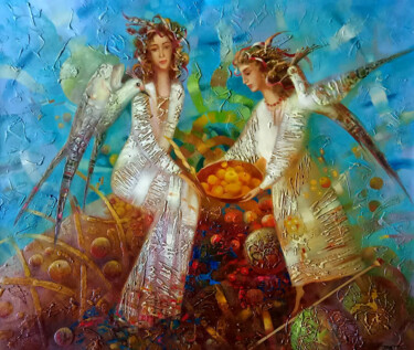 Pittura intitolato "Autumn gold" da Anatoly Tarabanov, Opera d'arte originale, Olio Montato su Telaio per barella in legno