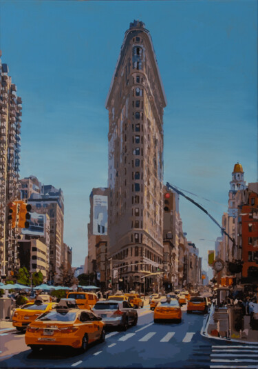 Картина под названием "Flatiron in Motion" - Marco Barberio, Подлинное произведение искусства, Акрил Установлен на Деревянна…