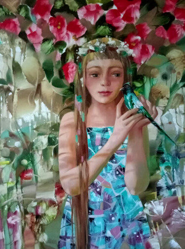 Pittura intitolato "Small bird" da Anatoly Tarabanov, Opera d'arte originale, Olio Montato su Telaio per barella in legno