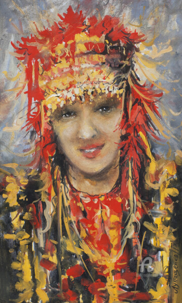 绘画 标题为“Hutsul bride” 由Iryna Lupashchenko, 原创艺术品, 水彩
