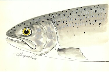 Painting titled "Oncorhynchus clarki…" by Alexey Smirnov (SAVART), Original Artwork, Watercolor