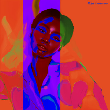 Afro Collage Portrait – Abstract Geometric Digital Art in Or Digital Arts titled "Afro Collage Portra…" by Milana Expressions, Original Artwork, 3D Modeling